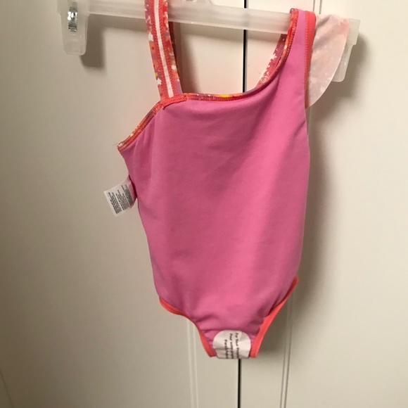 Speedo Girls  One Piece Swimsuit Coral Pink with Star Ruffle Size 6 NWOT - Picture 5 of 9